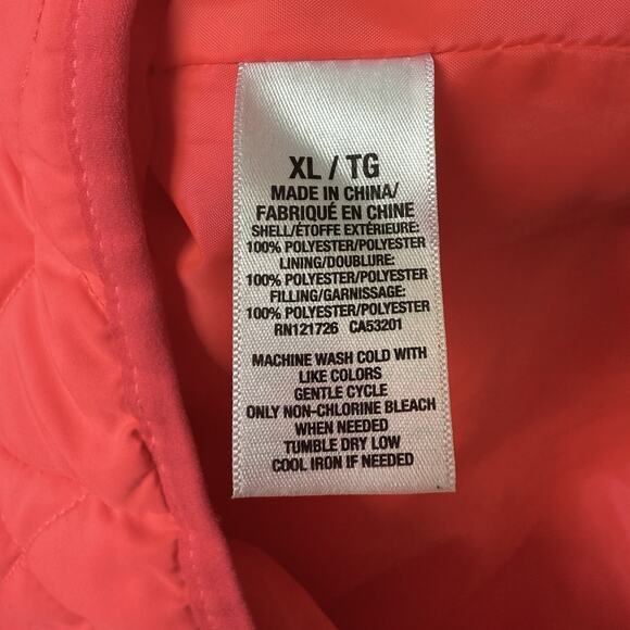 Neon Pink Quilted Vest Aeropostale Women's XL Full Zip Puffer Lightweight - Picture 9 of 9